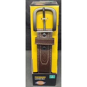 Dickies Men's Performance Leather Belt -Brown - L 38-40 - Adjustable Buckle Logo